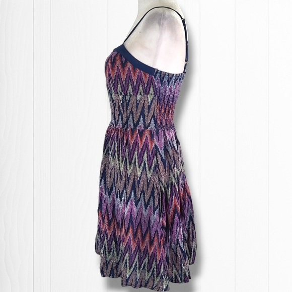 Red Camel Women's Multi Chevron Ruched Pleated A-Line Mini Bra Top Dress Size XS - Picture 6 of 11